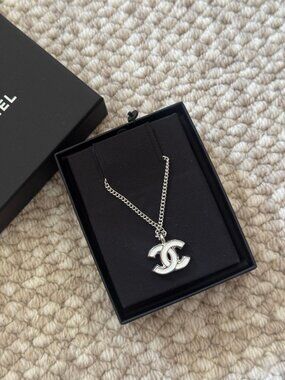 CHANEL Classic Double C Silver Necklace